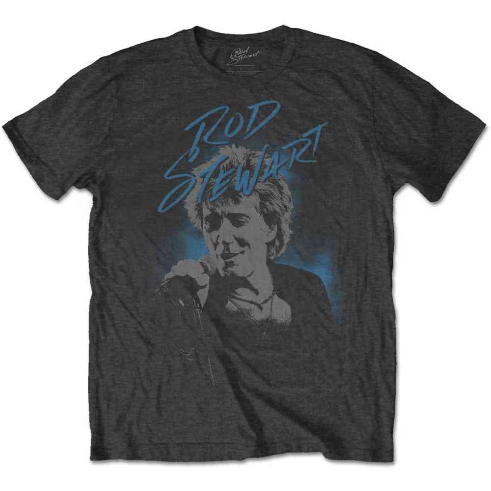 Rod Stewart - Scribble Photo Mens Tshirt - Grey